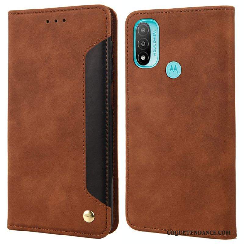 Flip Cover Moto E40 / E30 / E20 Effet Cuir Business Bicolore