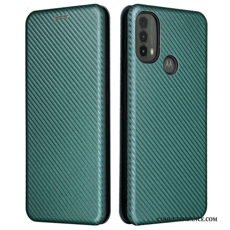 Flip Cover Moto E40 / E30 / E20 Fibre Carbone