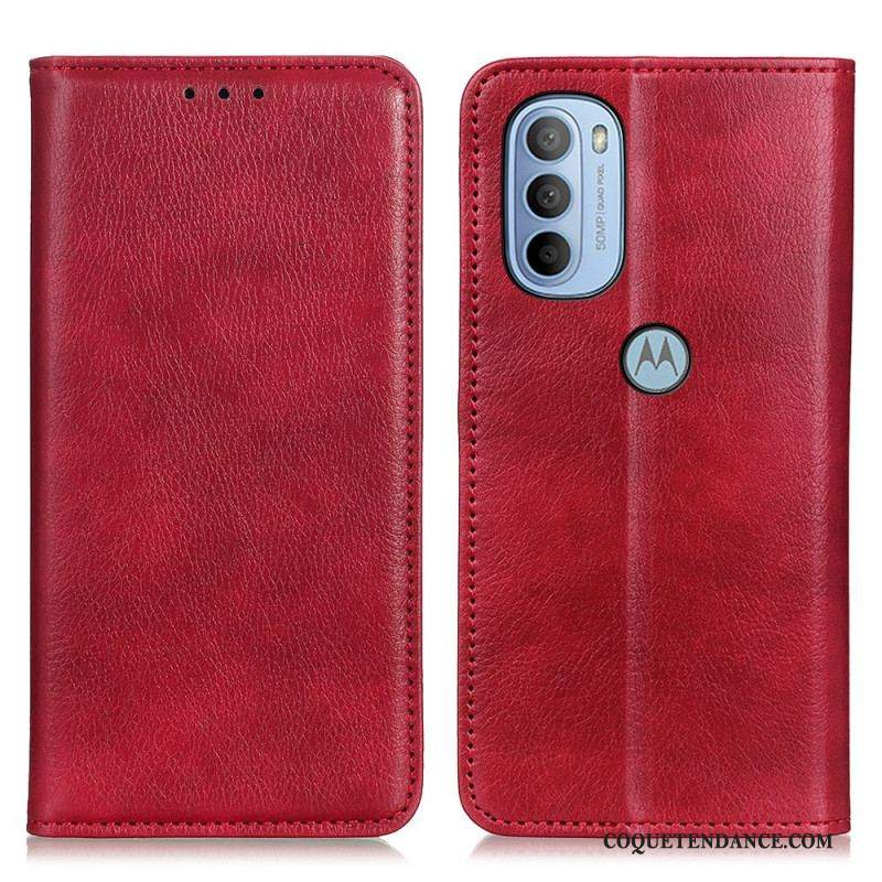 Flip Cover Moto G41 / G31 Cuir Fendu Mat