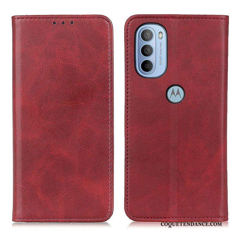 Flip Cover Moto G41 / G31 Cuir Litchi Fendu