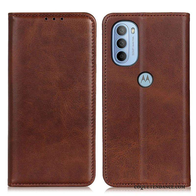 Flip Cover Moto G41 / G31 Cuir Litchi Fendu