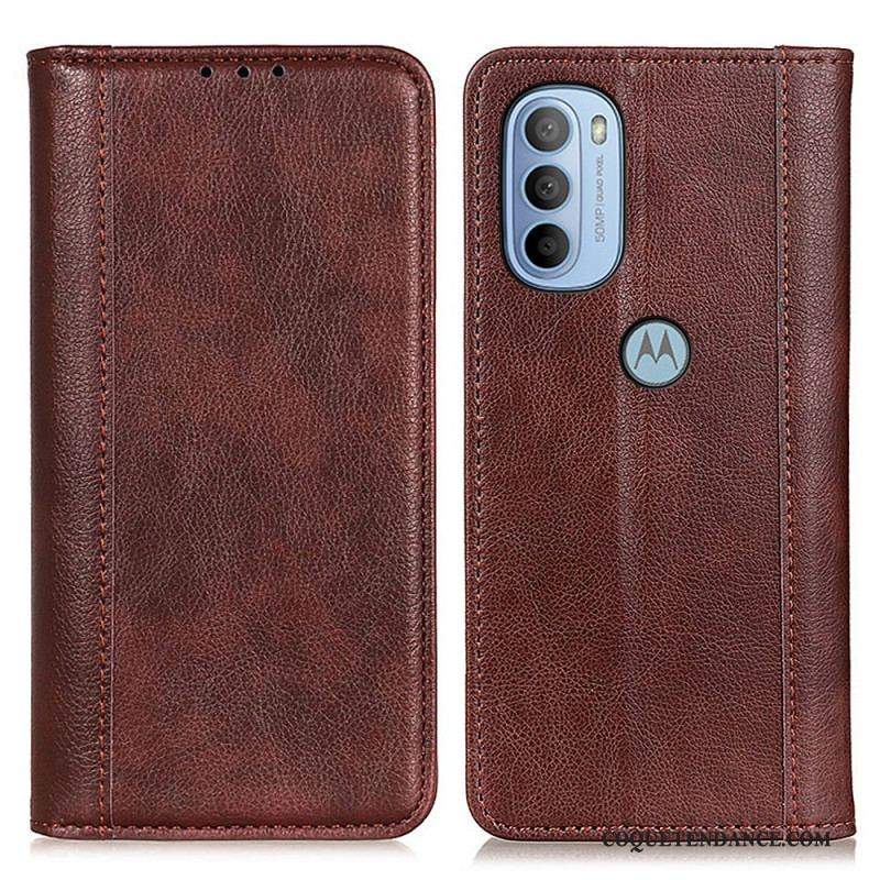 Flip Cover Moto G41 / G31 Cuir Litchi Fendu Élégance