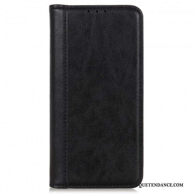 Flip Cover Motorola Edge 20 Lite Version Cuir Litchi Fendu