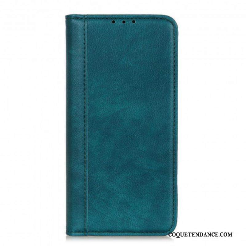 Flip Cover Motorola Edge 20 Version Cuir Litchi Fendu