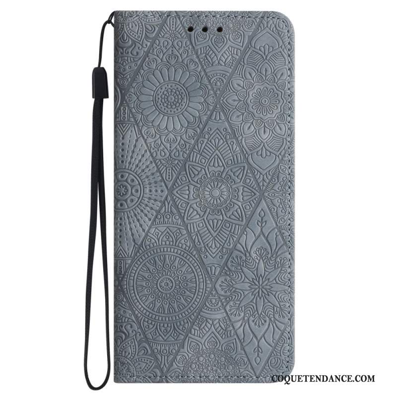 Flip Cover Samsung Galaxy A15 5G Patchwork à Lanière