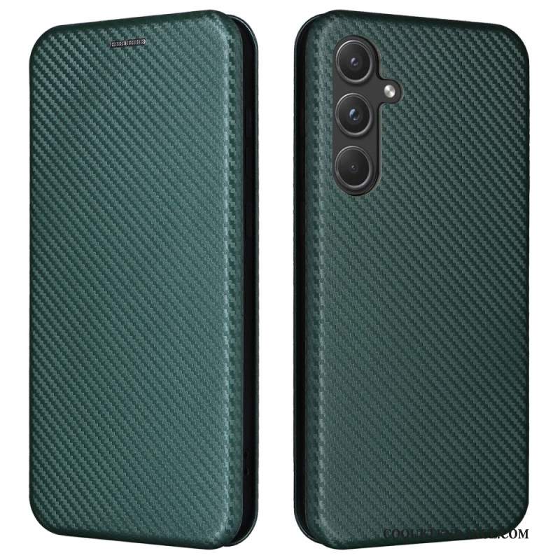 Flip Cover Samsung Galaxy A55 5G Texture Fibre carbone