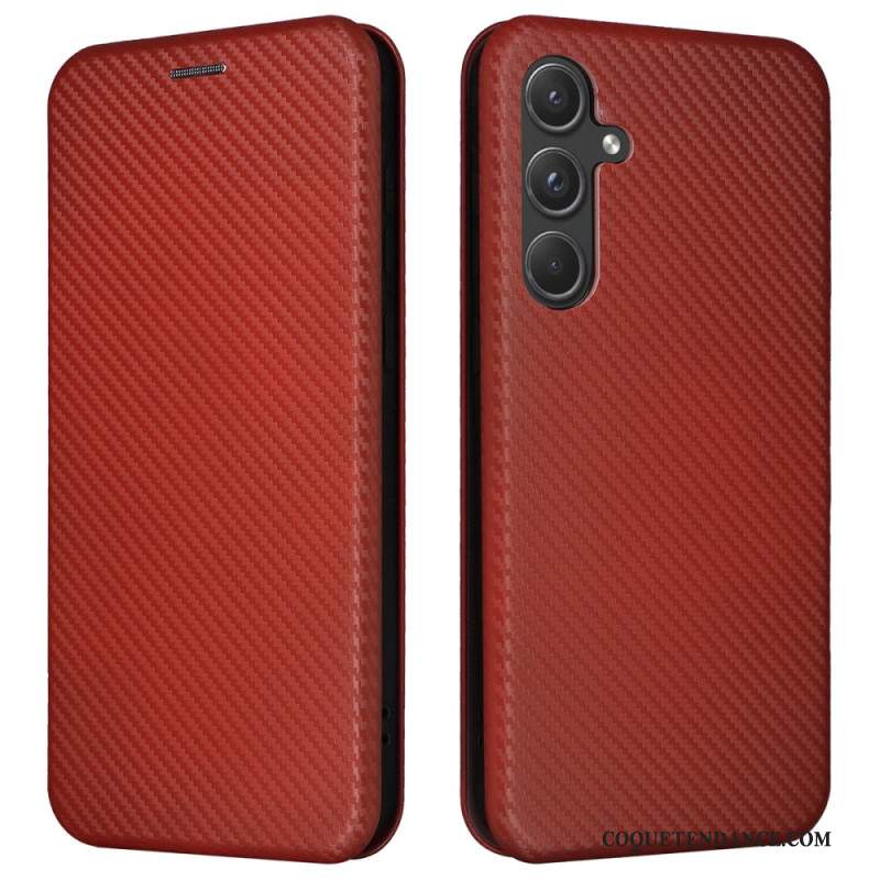 Flip Cover Samsung Galaxy A55 5G Texture Fibre carbone