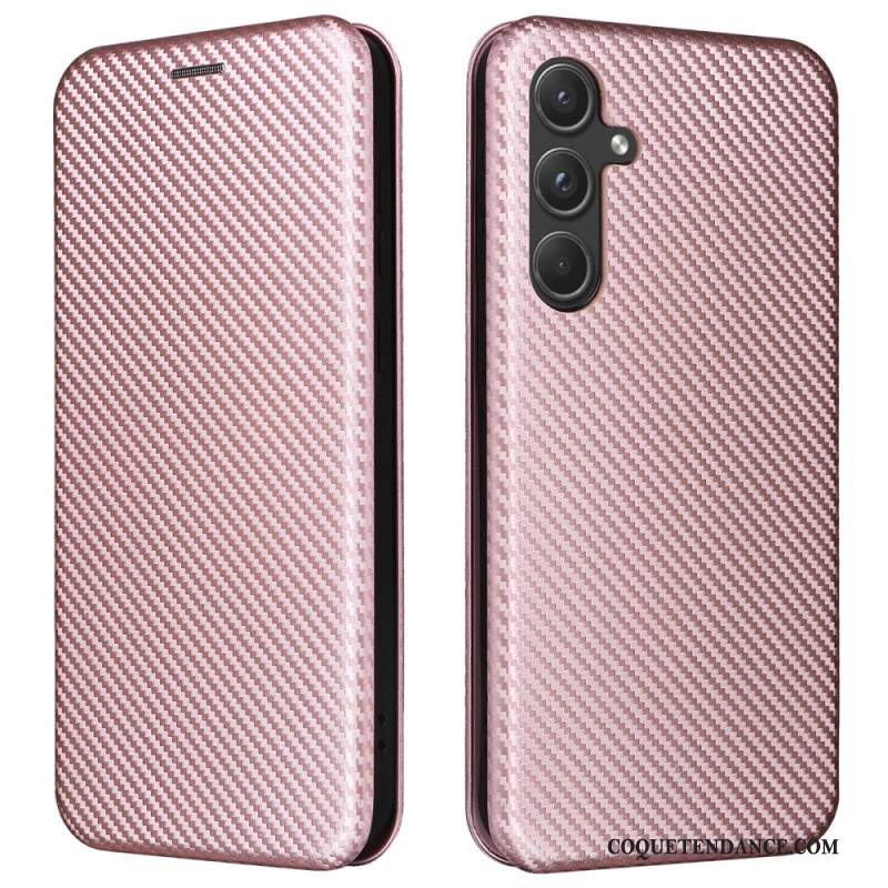 Flip Cover Samsung Galaxy A55 5G Texture Fibre carbone