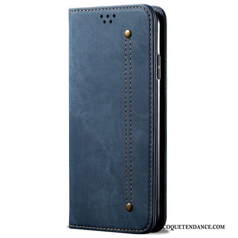 Flip Cover Samsung Galaxy M52 5G Tissu Jeans