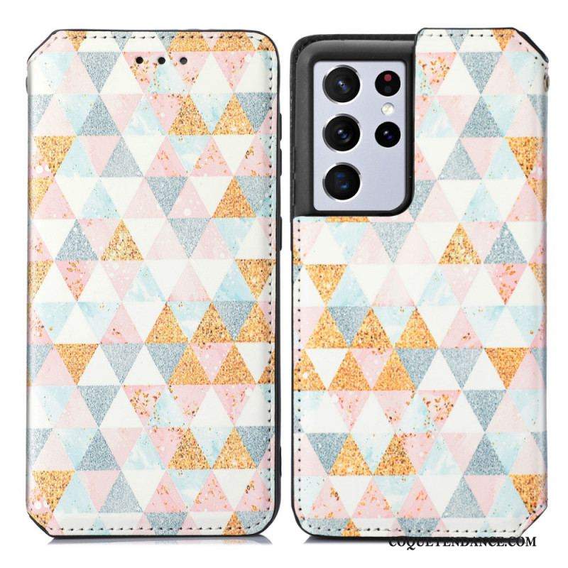 Flip Cover Samsung Galaxy S21 Ultra 5G Motif Coloré Surprenant