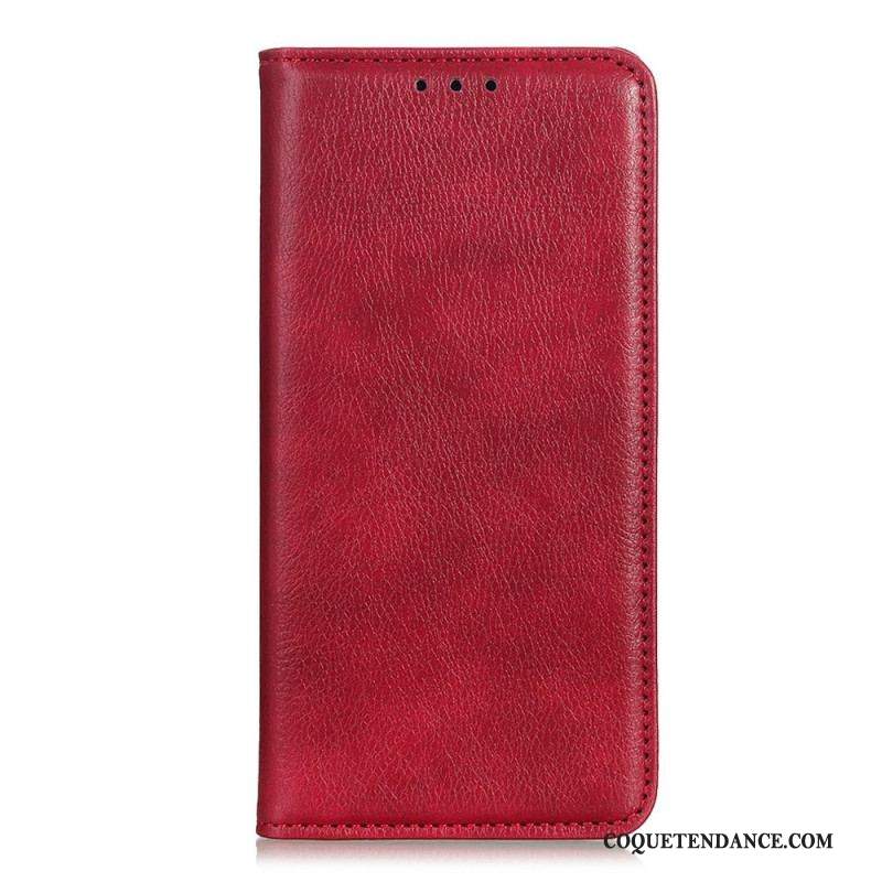 Flip Cover Samsung Galaxy S23 5G Cuir Fendu Litchi