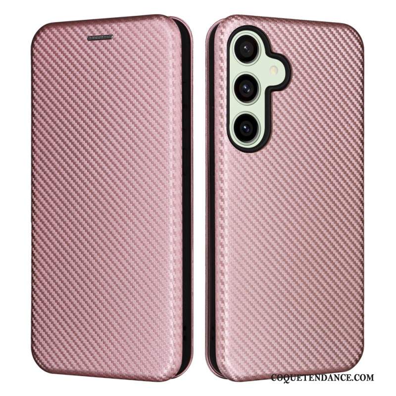 Flip Cover Samsung Galaxy S24 FE Texture Fibre Carbone