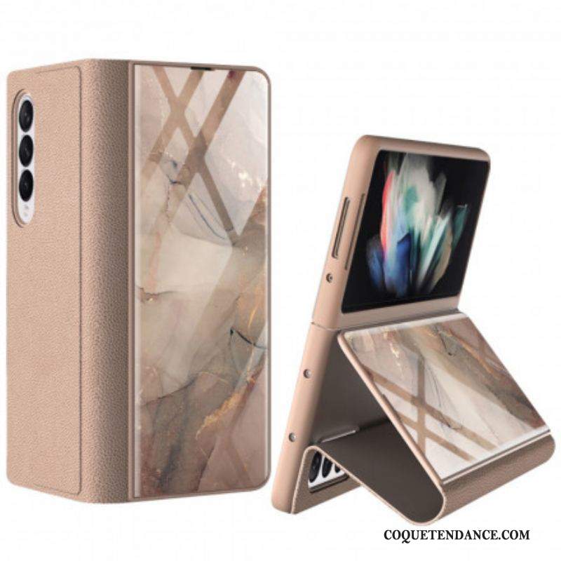 Flip Cover Samsung Galaxy Z Fold 3 5G Verre Trempé Marbre GKK