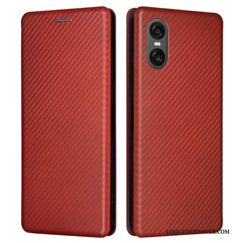 Flip Cover Sony Xperia 10 VI Fibre Carbone