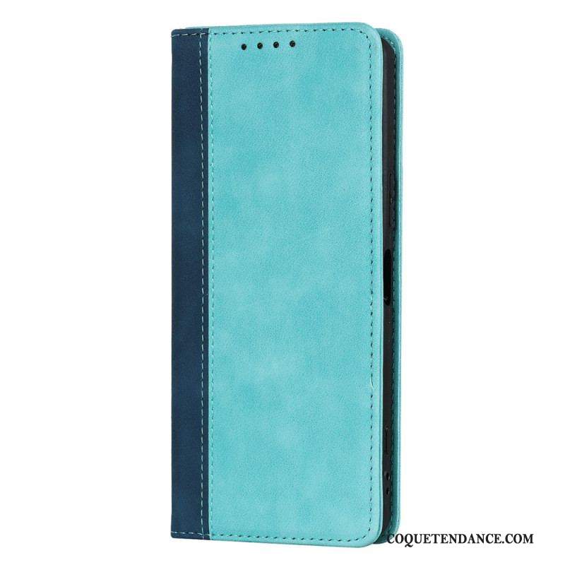 Flip Cover Sony Xperia 5 IV Bicolore Effet Cuir