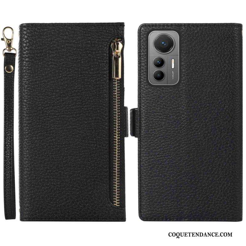 Flip Cover Xiaomi 12 Lite Pochette Frontale et Lanière