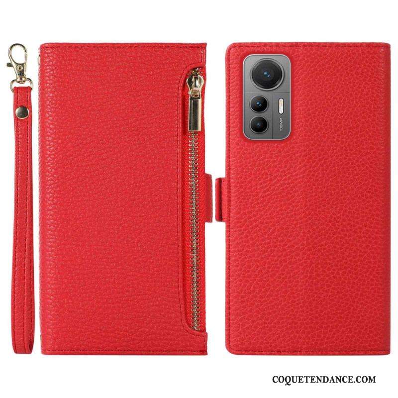 Flip Cover Xiaomi 12 Lite Pochette Frontale et Lanière