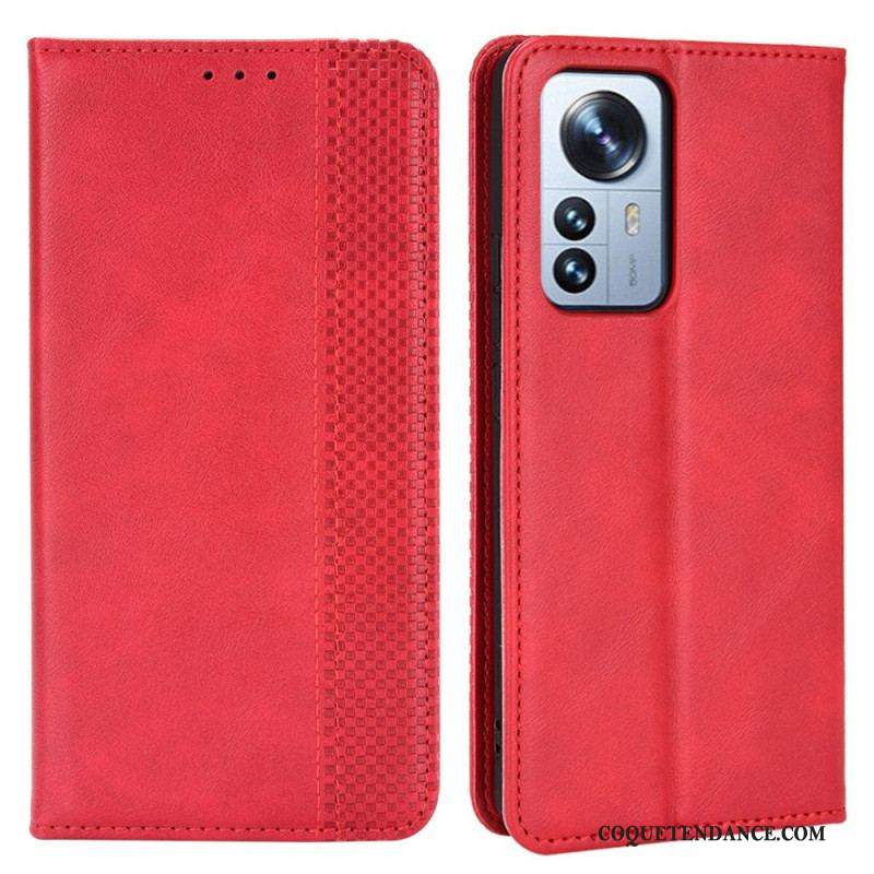 Flip Cover Xiaomi 12 Pro Effet Cuir Vintage Stylisé