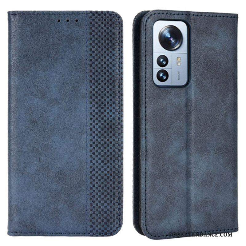 Flip Cover Xiaomi 12 Pro Effet Cuir Vintage Stylisé