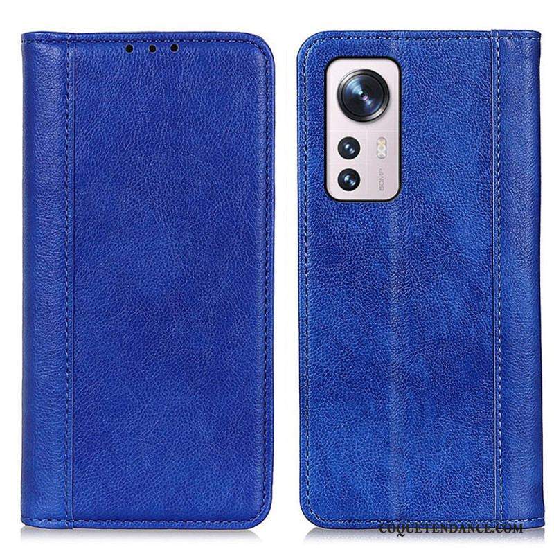 Flip Cover Xiaomi 12 Pro Version Coloré Cuir Fendu