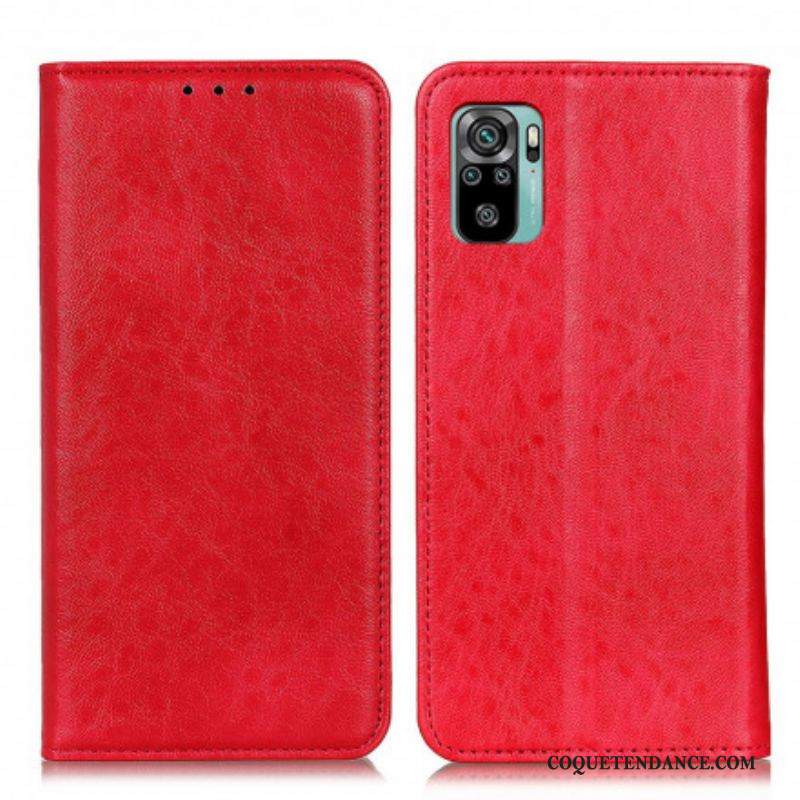 Flip Cover Xiaomi Redmi Note 10/10S/Poco M5s Effet Cuir Texturé