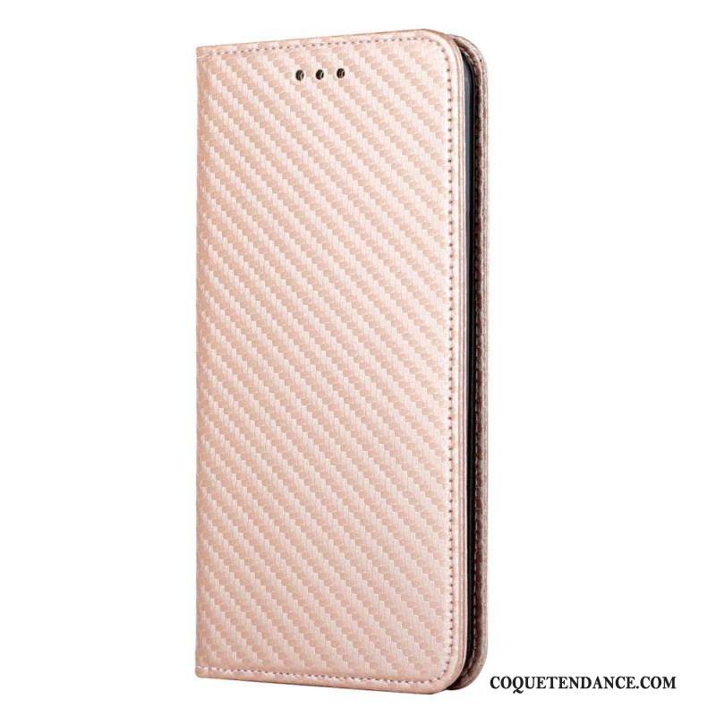 Flip Cover Xiaomi Redmi Note 10 Pro Fibre Carbone à Lanière