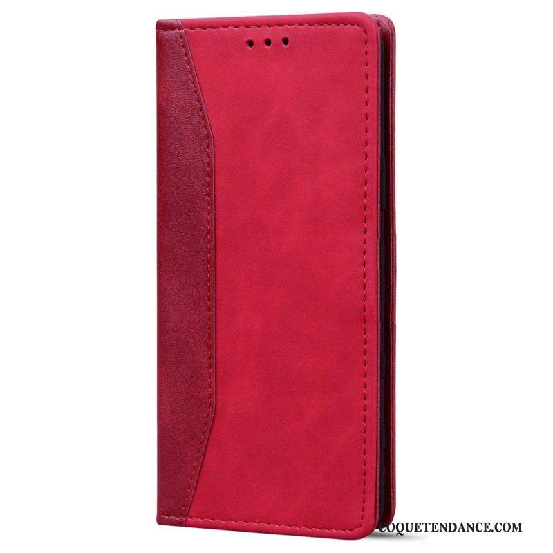 Flip Cover iPhone 14 Effet Cuir Business Bicolore