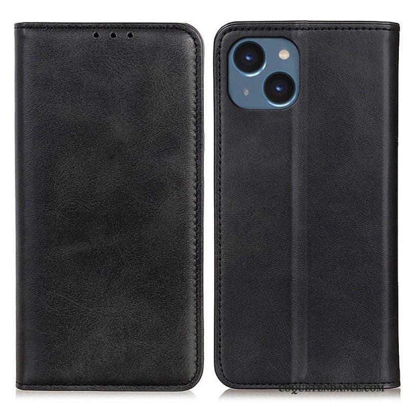 Flip Cover iPhone 14 Plus Cuir Fendu Mat