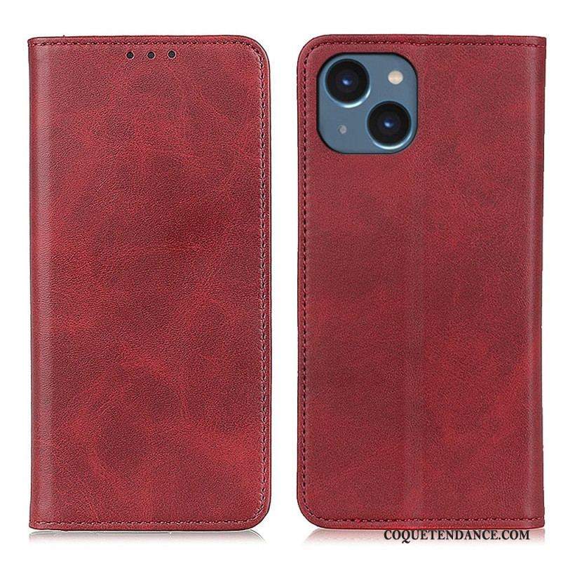 Flip Cover iPhone 14 Plus Cuir Fendu Mat