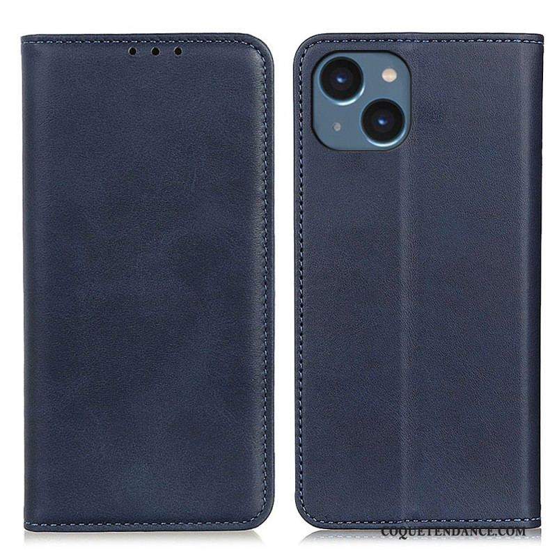 Flip Cover iPhone 14 Plus Cuir Fendu Mat