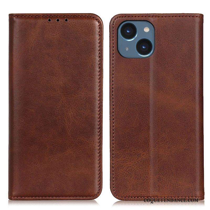 Flip Cover iPhone 14 Plus Cuir Fendu Mat