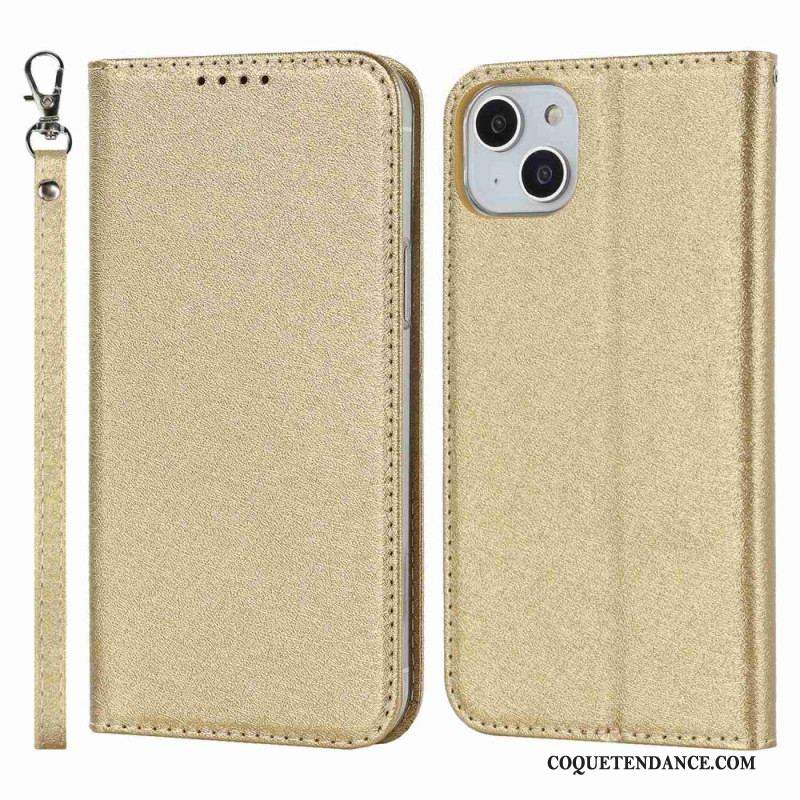 Flip Cover iPhone 14 Plus Style Cuir Douceur avec Lanière