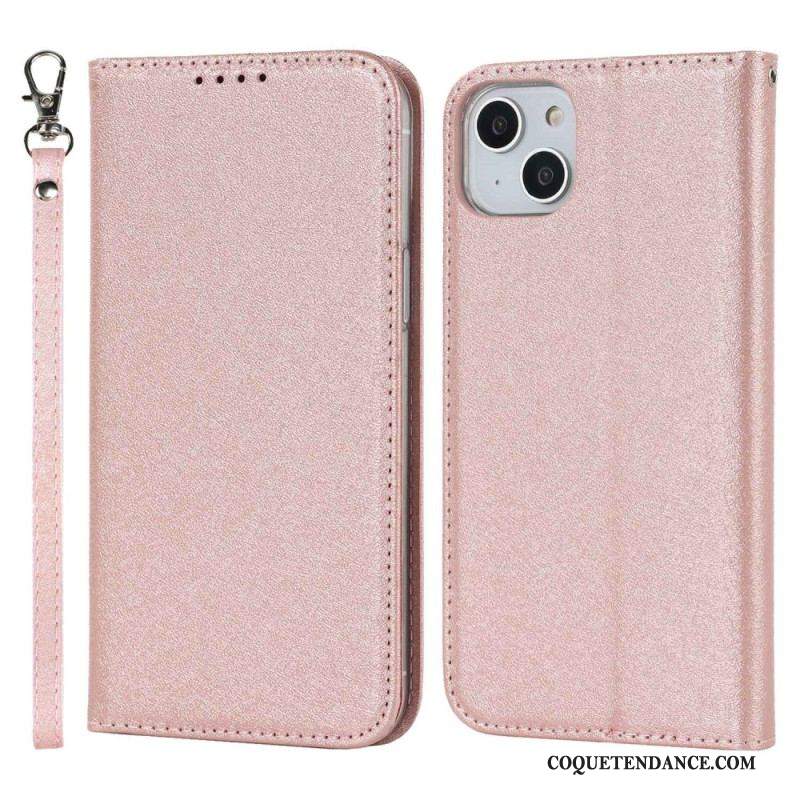 Flip Cover iPhone 14 Plus Style Cuir Douceur avec Lanière