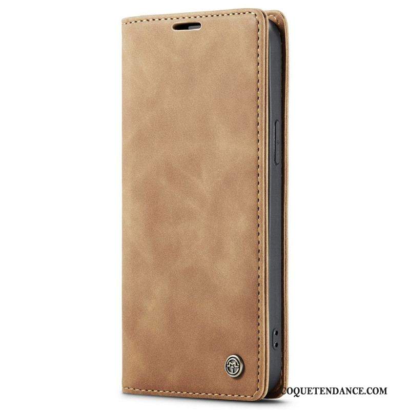 Flip Cover iPhone 15 Simili Cuir Vintage CASEME