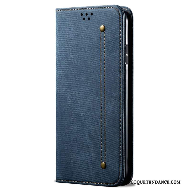 Flip Cover iPhone 16 Pro Tissu Jeans