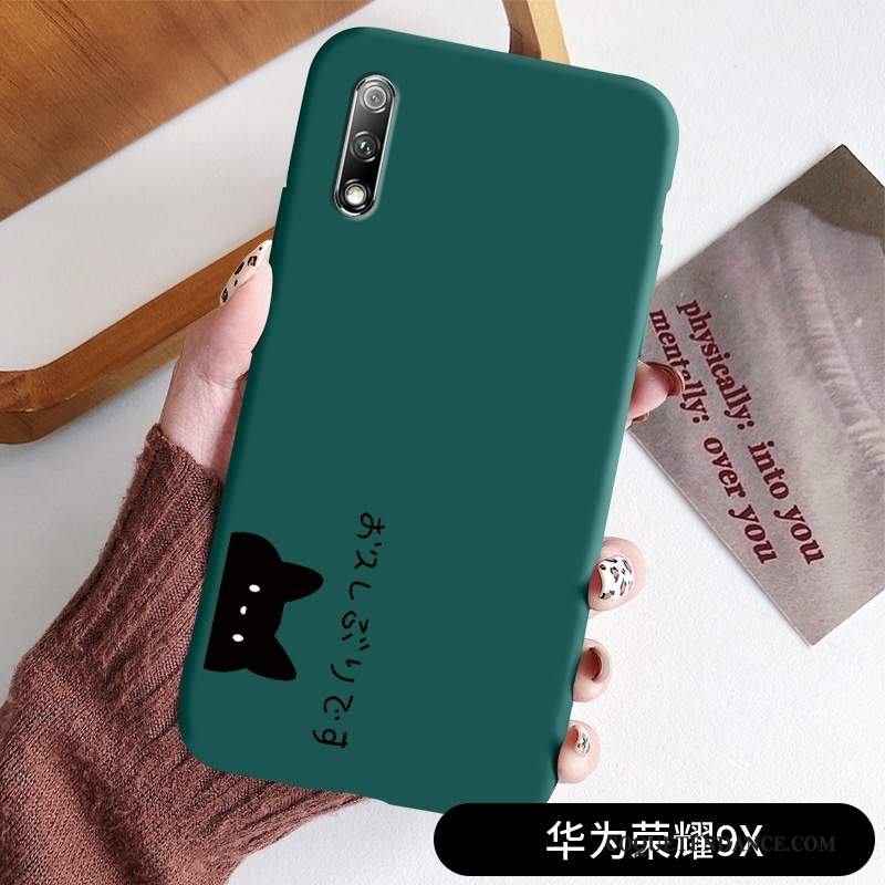 Honor 9x Coque Petit Protection Amoureux Vert Chat