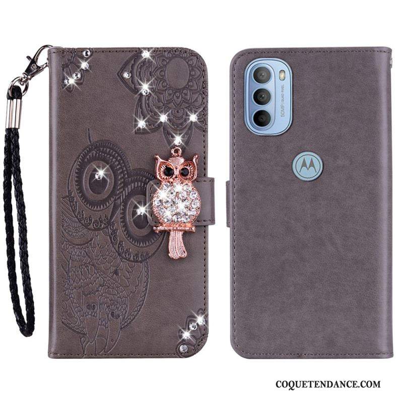 Housse Moto G41 / G31 Hibou Mandala et Breloque