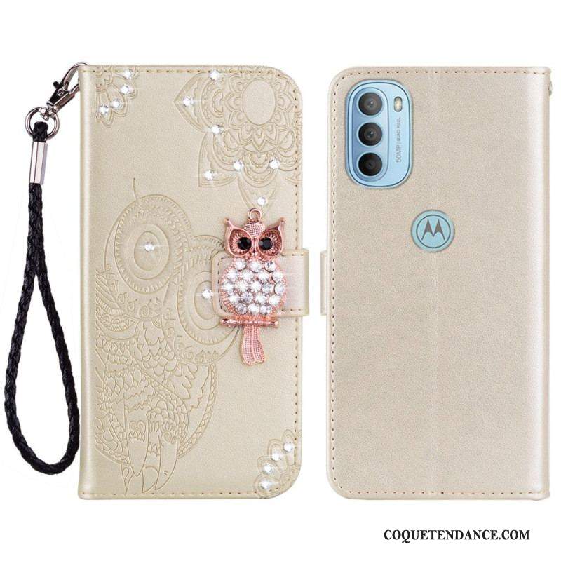 Housse Moto G41 / G31 Hibou Mandala et Breloque