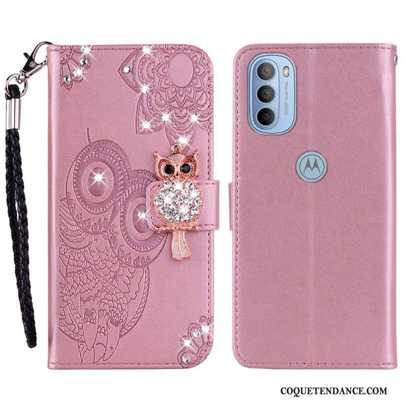 Housse Moto G41 / G31 Hibou Mandala et Breloque