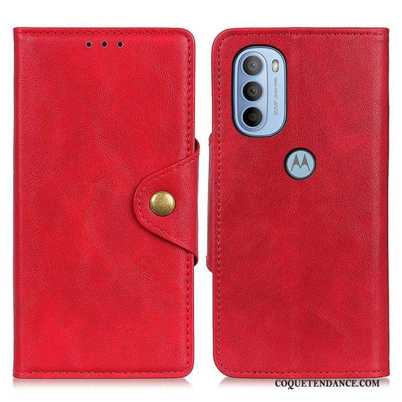 Housse Moto G41 / G31 Simili Cuir Vintage et Bouton