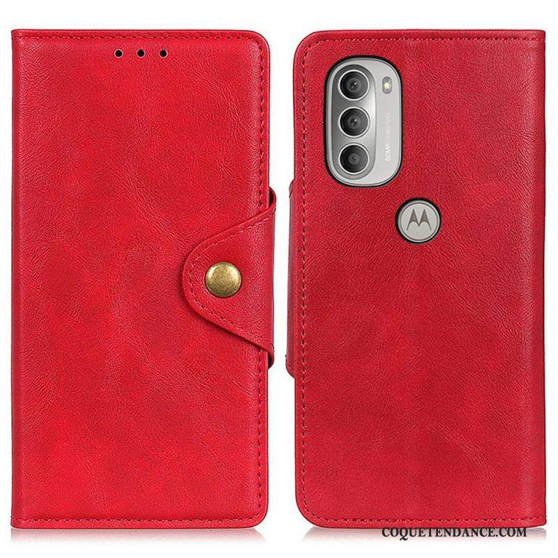 Housse Moto G51 5G Simili Cuir Vintage et Bouton