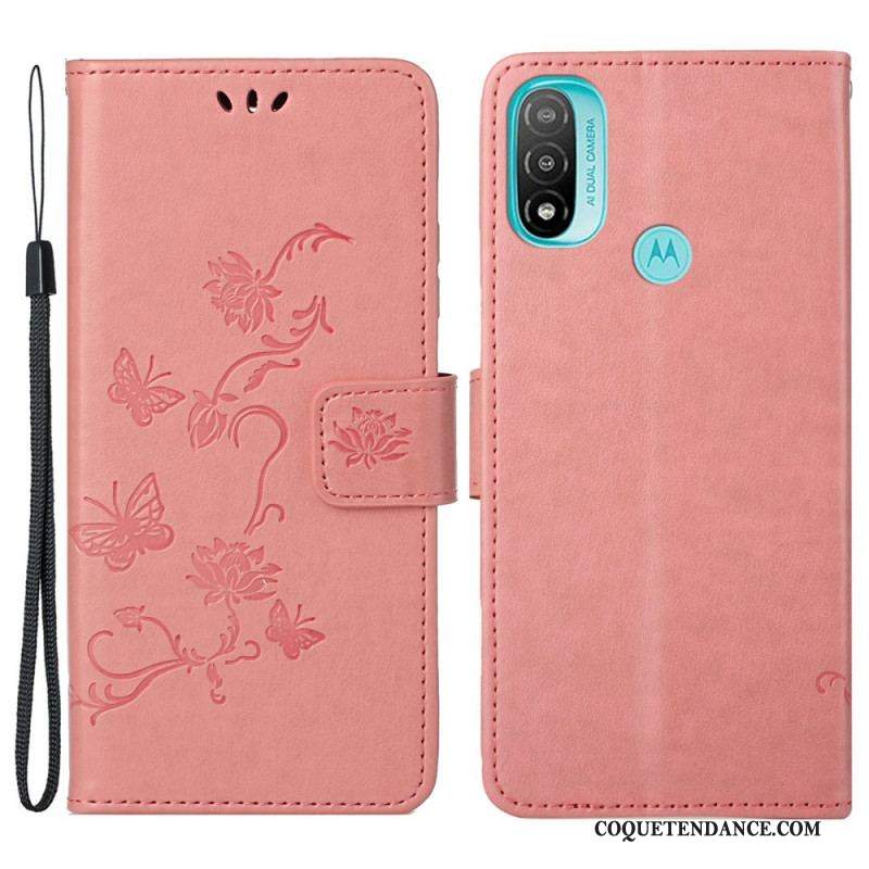 Housse Moto G71 5G Papillons et Fleurs D'Asie