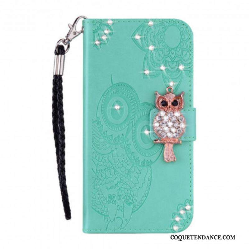 Housse Samsung Galaxy A52 4G / A52 5G / A52s 5G Hibou Mandala et Breloque