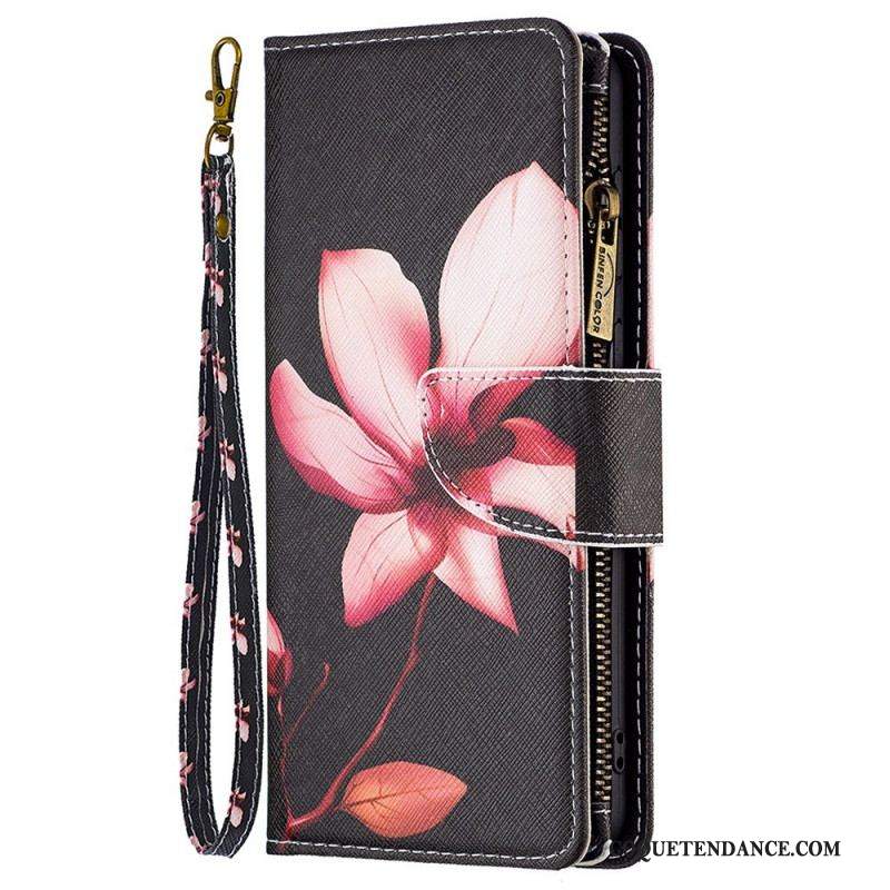 Housse Samsung Galaxy M23 5G Porte-Monnaie et Lanière Fleur