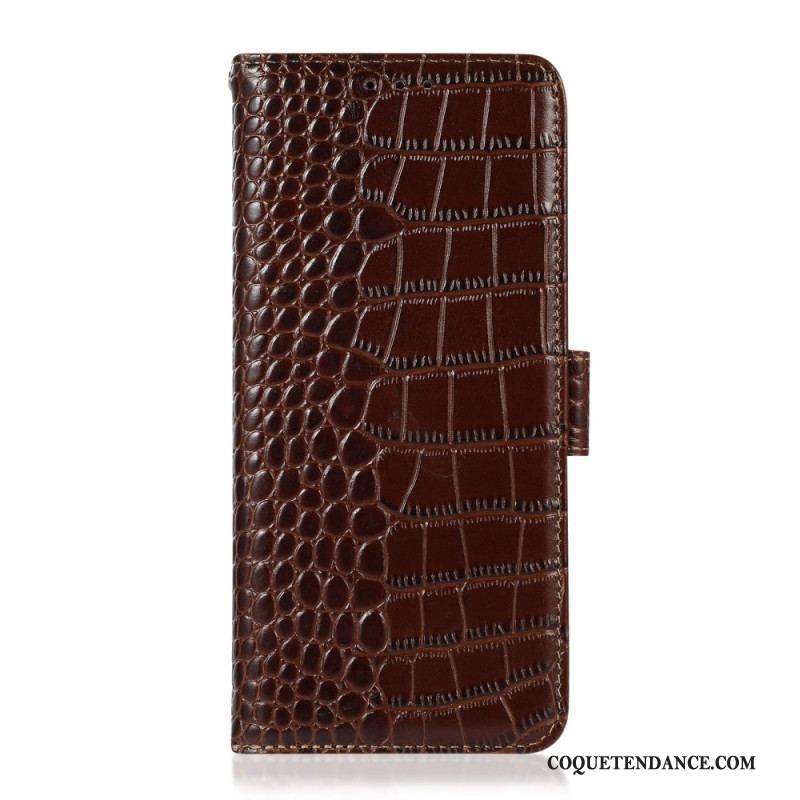 Housse Samsung Galaxy M23 5G Véritable cuir Style Crocodile