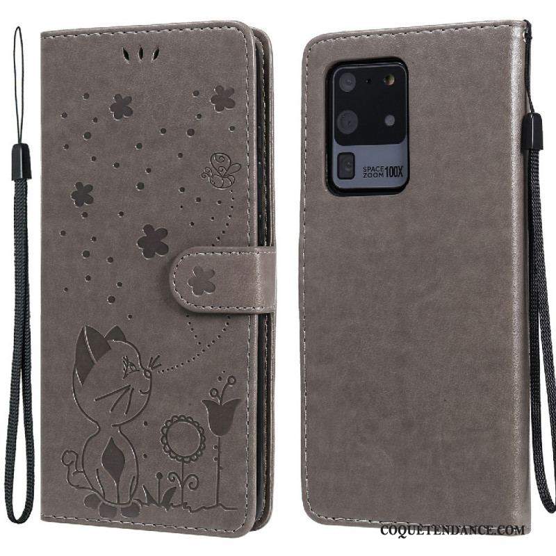 Housse Samsung Galaxy S20 Ultra Chat et Abeille à Lanière