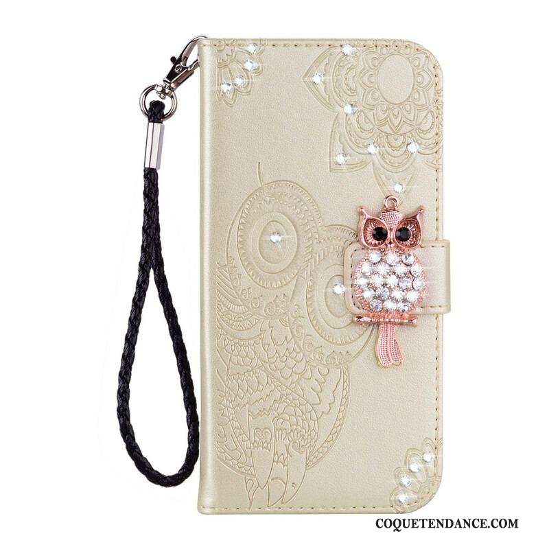 Housse Samsung Galaxy S21 5G Hibou Mandala et Breloque