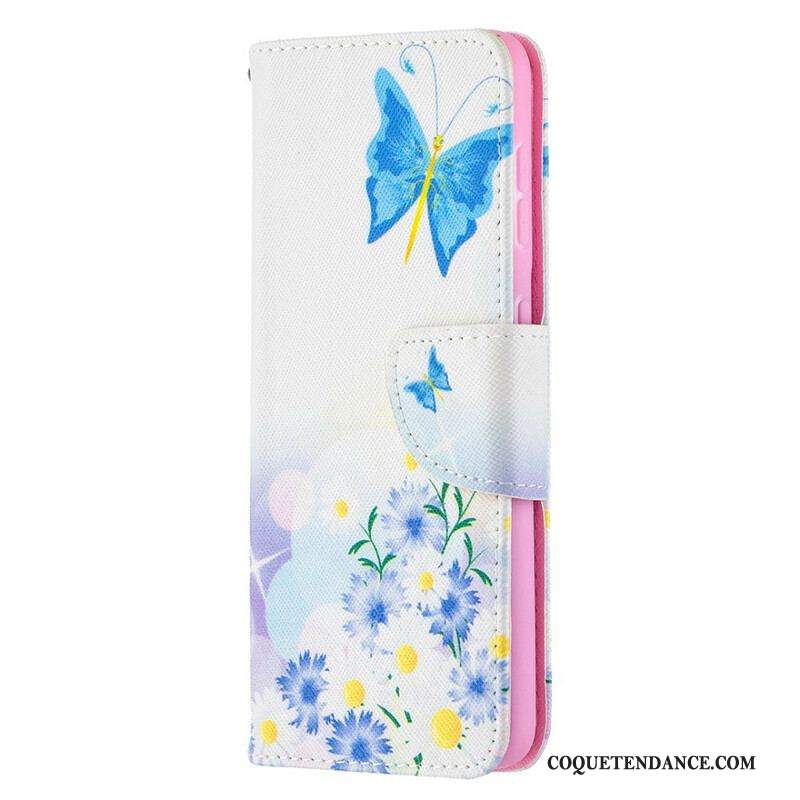 Housse Samsung Galaxy S21 5G Papillons et Fleurs Peints