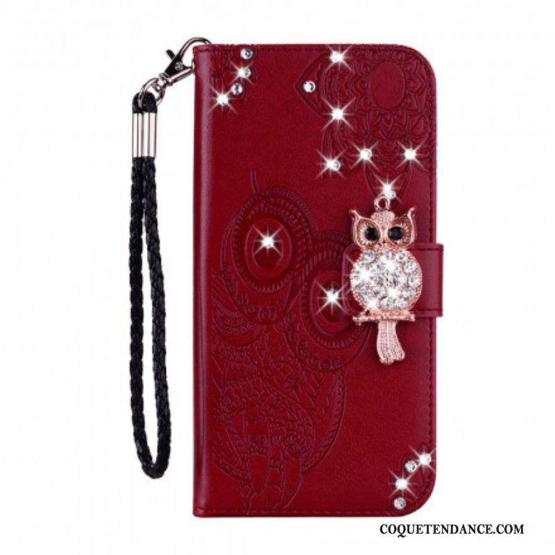 Housse Samsung Galaxy S21 Ultra 5G Hibou Mandala et Breloque