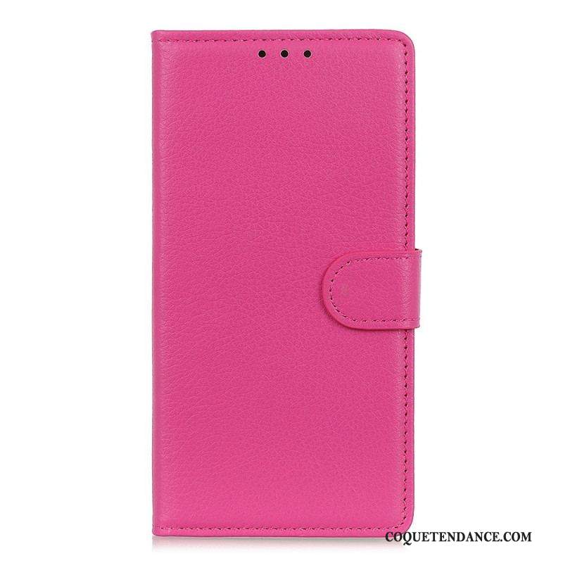 Housse Samsung Galaxy S22 5G Cuir Litchi Traditionnel